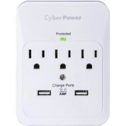 CyberPower CSP300WUR1 Professional 3-Outlet Surge Protector With 2 USB Ports