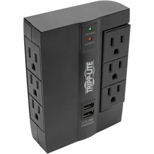 Tripp Lite Surge Protector Direct Plug-In 6 Outlet 3 Rotatable Outlets, 2 X USB 3 Tripp Lite Surge Protector Direct Plug-In 6 Outlet 3 Rotatable Outlets, 2 X USB