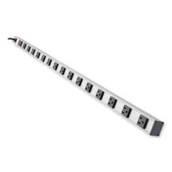 Vertical Power Strip 16 Outlets 15 Ft Cord Silver PS4816