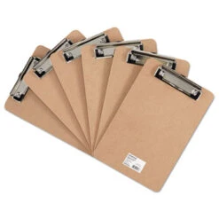 Universal Hardboard Clipboard Holds 5 X 8 Sheets Brown 6/Pack UNV05561