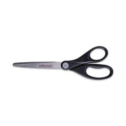 Universal Stainless Steel Office Scissors 7" Black Straight Handle UNV92008