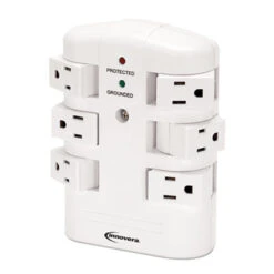 Innovera Wall Mount Surge Protector 6 AC Outlets 2160 J White IVR71651