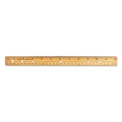 Beveled Wood Ruler W/Single Metal Edge 3-Hole Punched Standard/Metric 12" Long Natural 36/Box 77120
