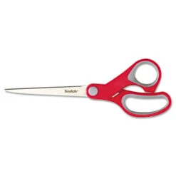 3M Scotch Multi-Purpose Scissors Pointed Tip 7" Gray/Red Straight Handle 1427