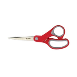 Multi-Purpose Scissors 8" Long 3.38" Cut Length Straight Gray/Red Handle 1428