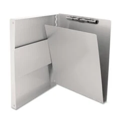 Snapak Aluminum Side-Open Forms Folder 0.5" Clip Capacity Holds 8.5 X 11 Sheets Silver 10517