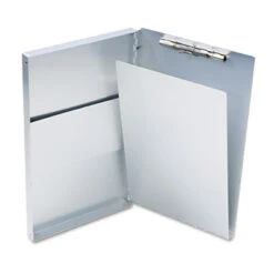 Snapak Aluminum Side-Open Forms Folder 0.5" Clip Capacity Holds 8.5 X 14 Sheets Silver 10519