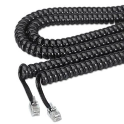 Coiled Phone Cord Plug/Plug 12 Ft Black 48102