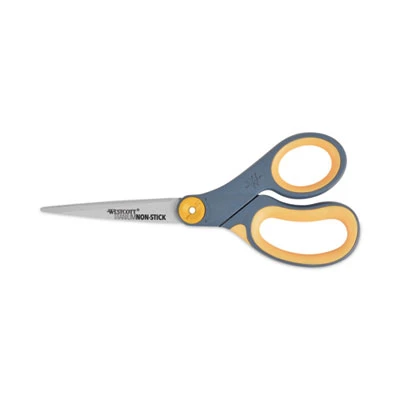 Westcott Non-Stick Titanium Bonded Scissors 8" Gray/Yellow Straight 14849 3 Westcott Non-Stick Titanium Bonded Scissors 8" Gray/Yellow Straight 14849