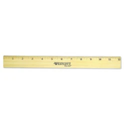 Westcott Acme Flat Wood Ruler Two Double Brass Edges 12" Clear 05221