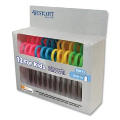 Westcott Kids' Scissors Antimicrobial Rounded 5" Assorted Straight 12/Pk 14871
