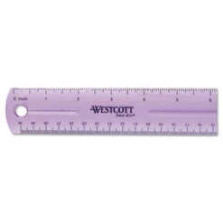 Westcott 12" Jewel Colored Ruler Standard/Metric Plastic 12975