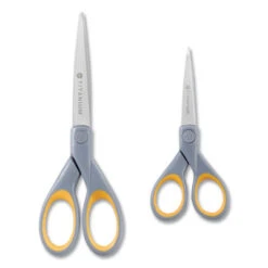Westcott Titanium Bonded Scissors 5" Gray/Yellow Handles 2/Pack 13824