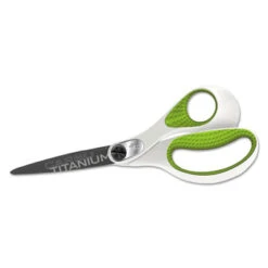 Westcott CarboTitanium Bonded Scissors 8" White/Green Straight Handle 16447