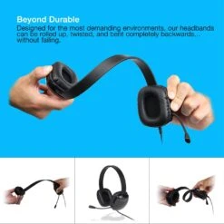 Cyber Acoustics USB Stereo Headset AC-6012 USB With Noise Cancelling Microphone -Electronics Store 656383C