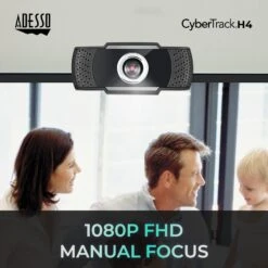 Adesso CyberTrack H4 1080P USB 2.1 MP Manual Focus Webcam Black CYBERTRACKH4 -Electronics Store 664587C