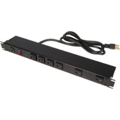 Rack Solutions 15A Horizontal Rackmount Power Strip With Surge Protection And 6 Rear Outlets 15ft Cord PS19R615SM