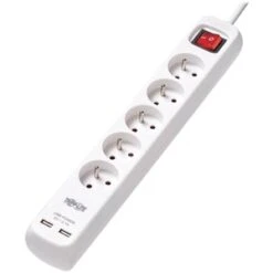 Tripp Lite 5-French Type E Outlet Power Strip With USB Charging White PS5F3USB