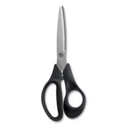 Stainless Steel Scissors 7" Long 2.64" Cut Length Straight Black Handle TR55036