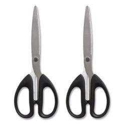TruRed Ambidextrous Stainless Steel Scissors 8" Black Straight Handle 2/Pack